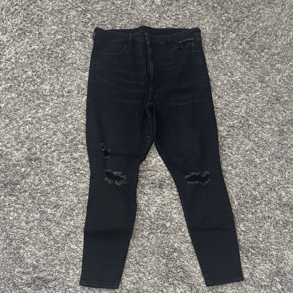 American Eagle | Black Women's Distressed Skinny Jeans
